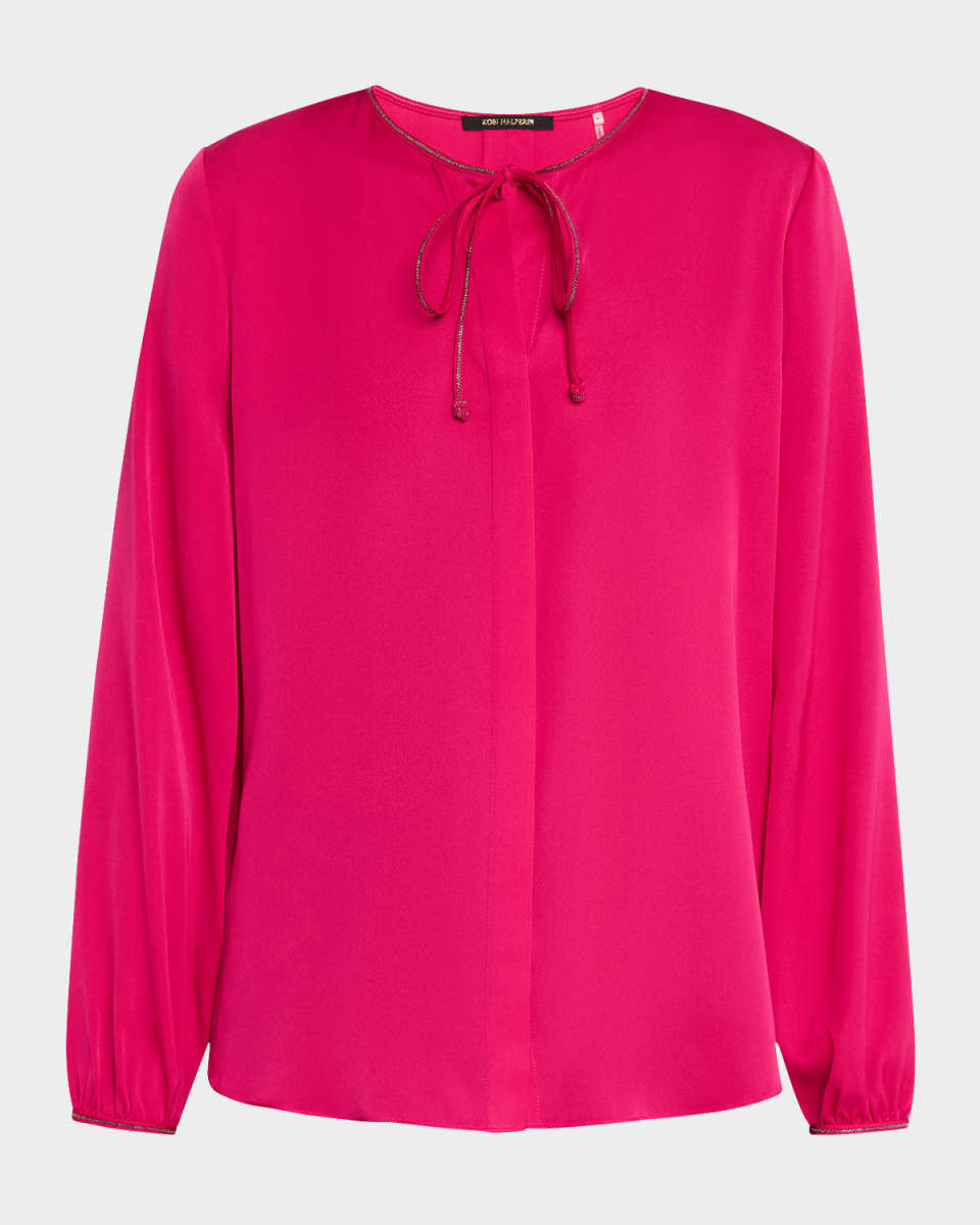 Eliza Chain-Trim Silk Blous